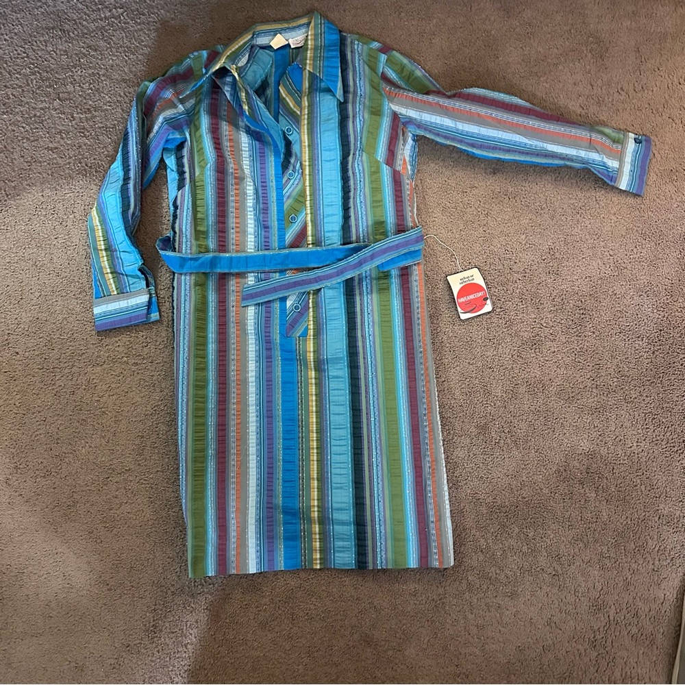 Vintage Striped Multicolor Shirt Dress